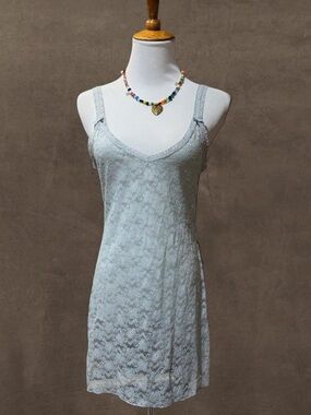 Y2K in bloom blue lace slip dress